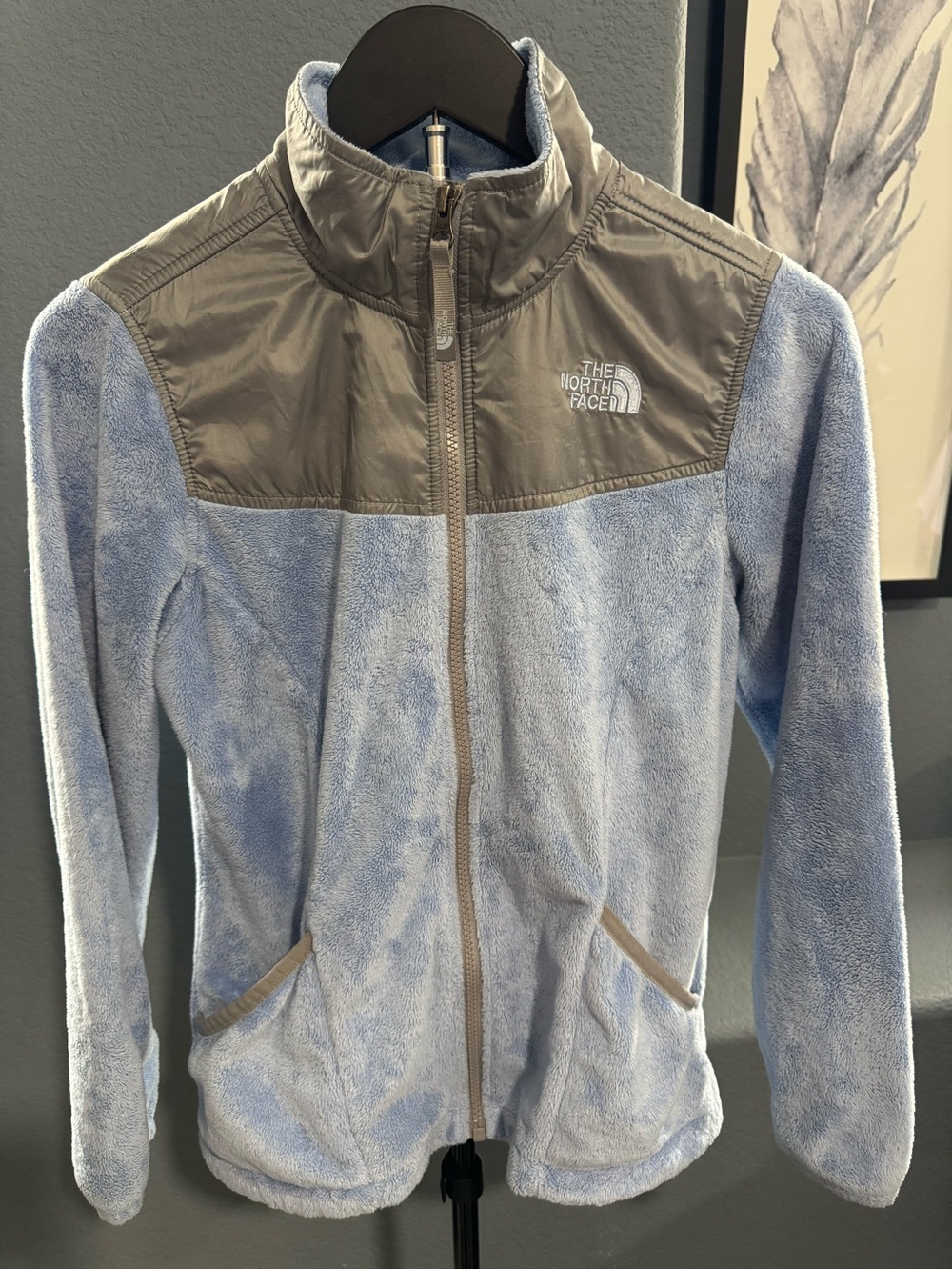 The North Face Light Blue and Gray Kids Fleece Jacket